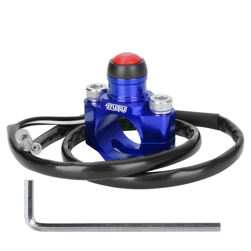 RUTU CNC Universal Motorcycle Engine Stop Start Kill Switch Button with Mounting Backplate for KLX450 KLX250 KLX110 CR125 CRF250 CRF450 XR250 ATV,Dirt Pit Bike,Scooter,Quad - Blue - Image 1